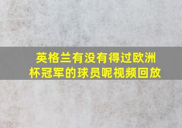 英格兰有没有得过欧洲杯冠军的球员呢视频回放