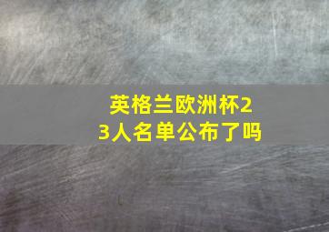 英格兰欧洲杯23人名单公布了吗