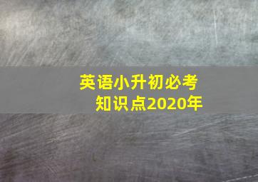 英语小升初必考知识点2020年