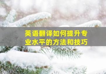 英语翻译如何提升专业水平的方法和技巧