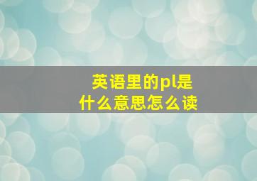 英语里的pl是什么意思怎么读