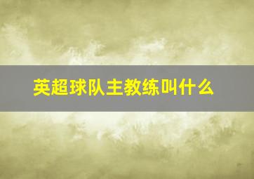 英超球队主教练叫什么