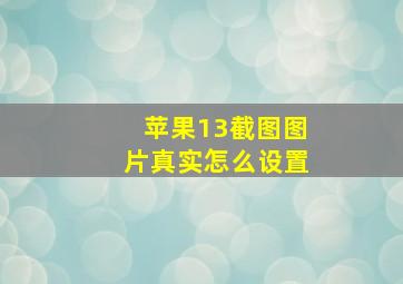 苹果13截图图片真实怎么设置