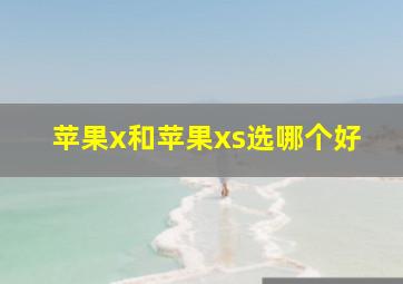 苹果x和苹果xs选哪个好