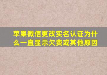 苹果微信更改实名认证为什么一直显示欠费或其他原因