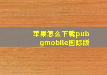 苹果怎么下载pubgmobile国际版