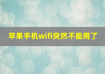 苹果手机wifi突然不能用了