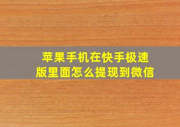 苹果手机在快手极速版里面怎么提现到微信