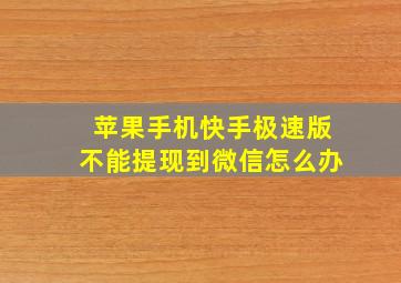 苹果手机快手极速版不能提现到微信怎么办