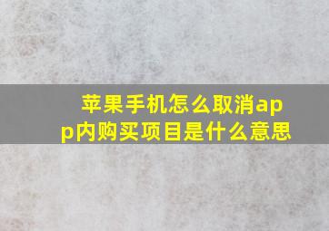 苹果手机怎么取消app内购买项目是什么意思