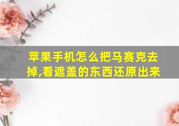 苹果手机怎么把马赛克去掉,看遮盖的东西还原出来