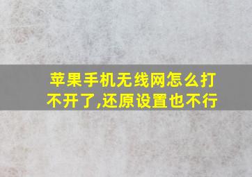 苹果手机无线网怎么打不开了,还原设置也不行