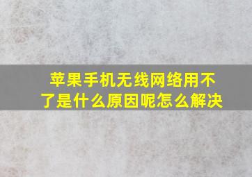 苹果手机无线网络用不了是什么原因呢怎么解决