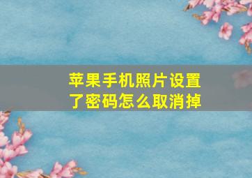 苹果手机照片设置了密码怎么取消掉