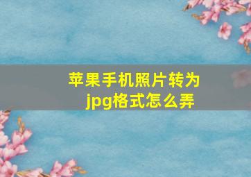 苹果手机照片转为jpg格式怎么弄