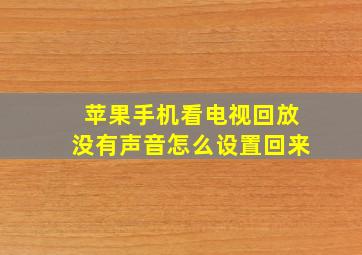 苹果手机看电视回放没有声音怎么设置回来