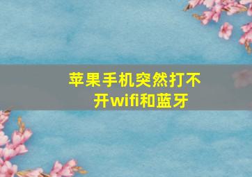 苹果手机突然打不开wifi和蓝牙