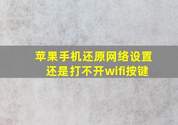 苹果手机还原网络设置还是打不开wifi按键