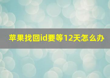 苹果找回id要等12天怎么办