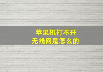 苹果机打不开无线网是怎么的