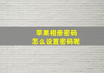 苹果相册密码怎么设置密码呢