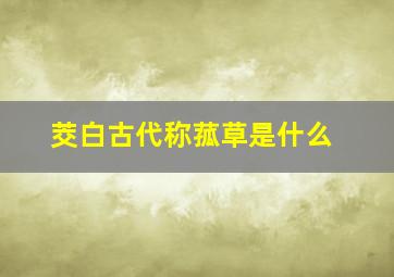 茭白古代称菰草是什么