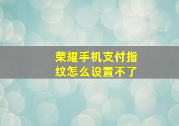 荣耀手机支付指纹怎么设置不了