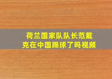 荷兰国家队队长范戴克在中国踢球了吗视频