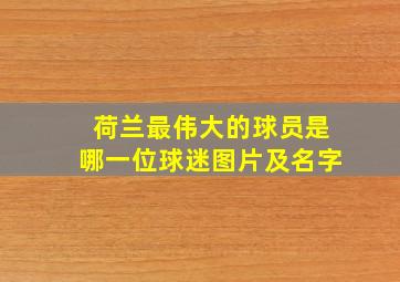 荷兰最伟大的球员是哪一位球迷图片及名字