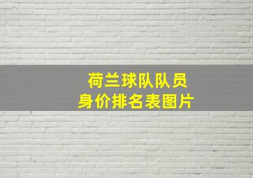 荷兰球队队员身价排名表图片