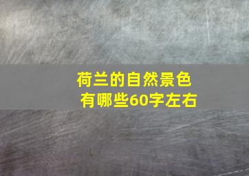 荷兰的自然景色有哪些60字左右