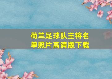 荷兰足球队主将名单照片高清版下载