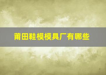 莆田鞋模模具厂有哪些