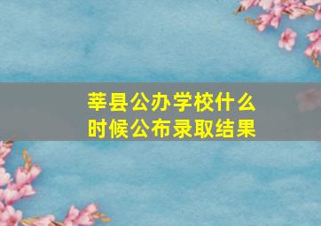 莘县公办学校什么时候公布录取结果