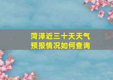 菏泽近三十天天气预报情况如何查询