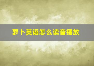 萝卜英语怎么读音播放