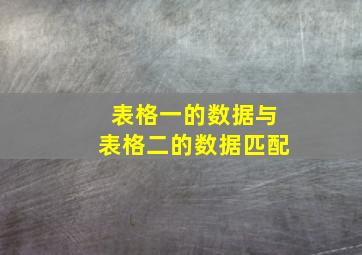 表格一的数据与表格二的数据匹配