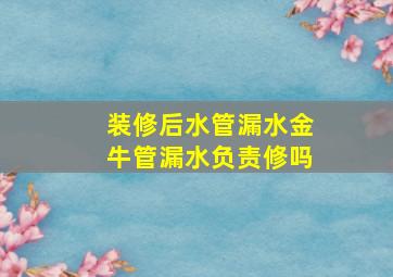 装修后水管漏水金牛管漏水负责修吗