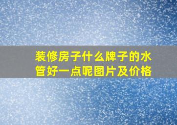 装修房子什么牌子的水管好一点呢图片及价格