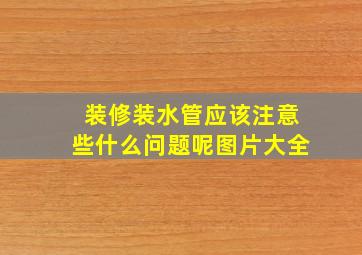 装修装水管应该注意些什么问题呢图片大全