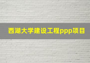 西湖大学建设工程ppp项目