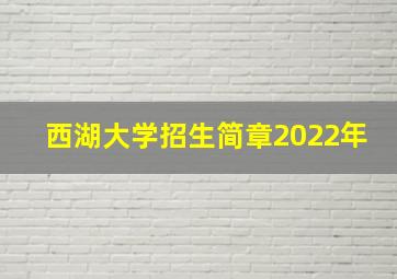 西湖大学招生简章2022年