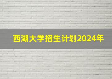 西湖大学招生计划2024年