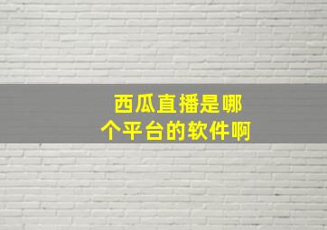 西瓜直播是哪个平台的软件啊