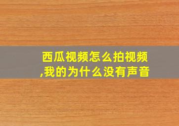 西瓜视频怎么拍视频,我的为什么没有声音