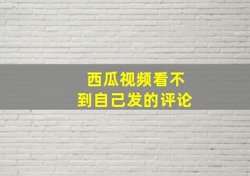 西瓜视频看不到自己发的评论