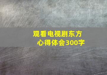 观看电视剧东方心得体会300字