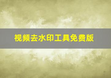 视频去水印工具免费版