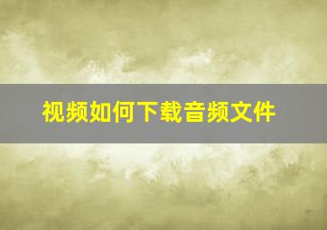 视频如何下载音频文件