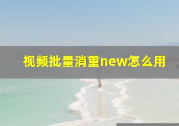 视频批量消重new怎么用